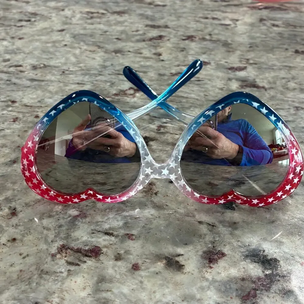 Gymboree Girls Heart Sunglasses Red White Blue Stars 6+